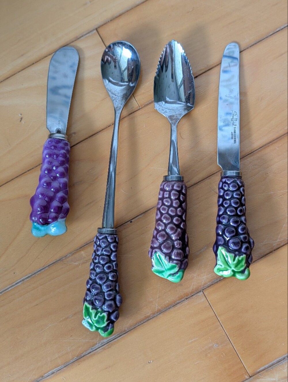 Vtg Shafford Ceramic Handle Utensils